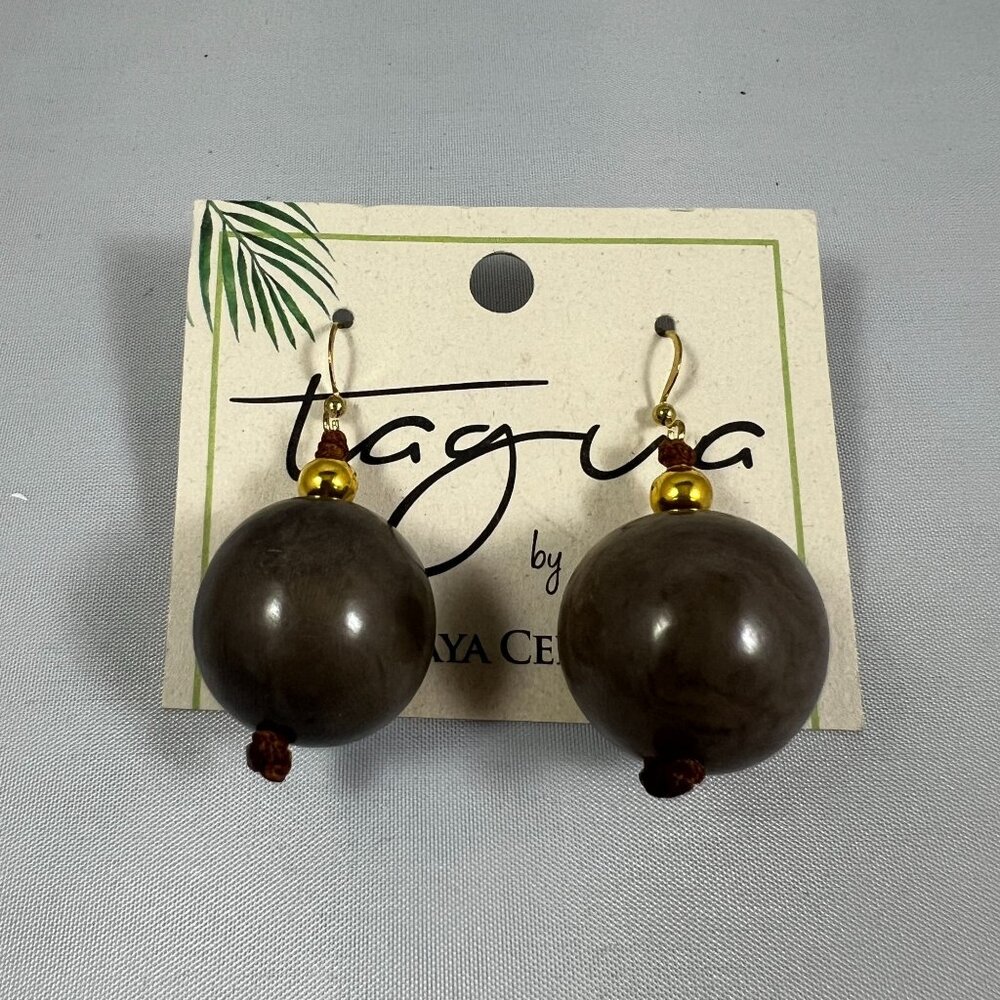 Tagua By Soraya Cedeno Sustainable Brown Earrings Handcrafted From Ecuadorian Ra